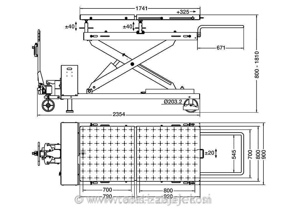 Electric battery lift table 1200kg TWIN BUSCH