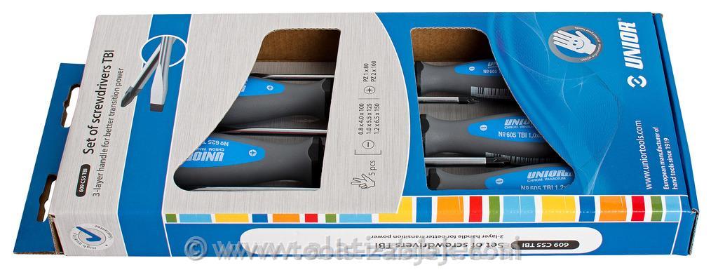 Set of TBI screwdrivers in carton box UNIOR