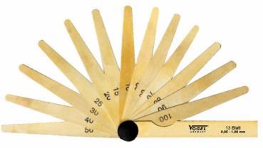 Brass feeler gauge 0,05 - 1,00 mm; 20 blades VOGEL
