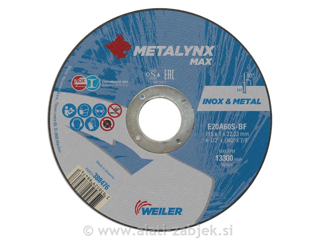 Cutting disc for stainless steel Weiler125x1,0x22 
