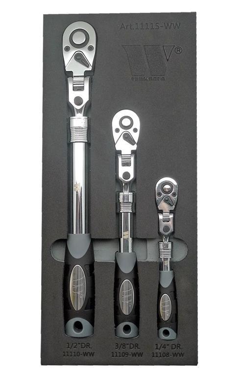Ratchet Set; 3-Piece Telescopic, Flexi-Head & Lockable Set WELZH
