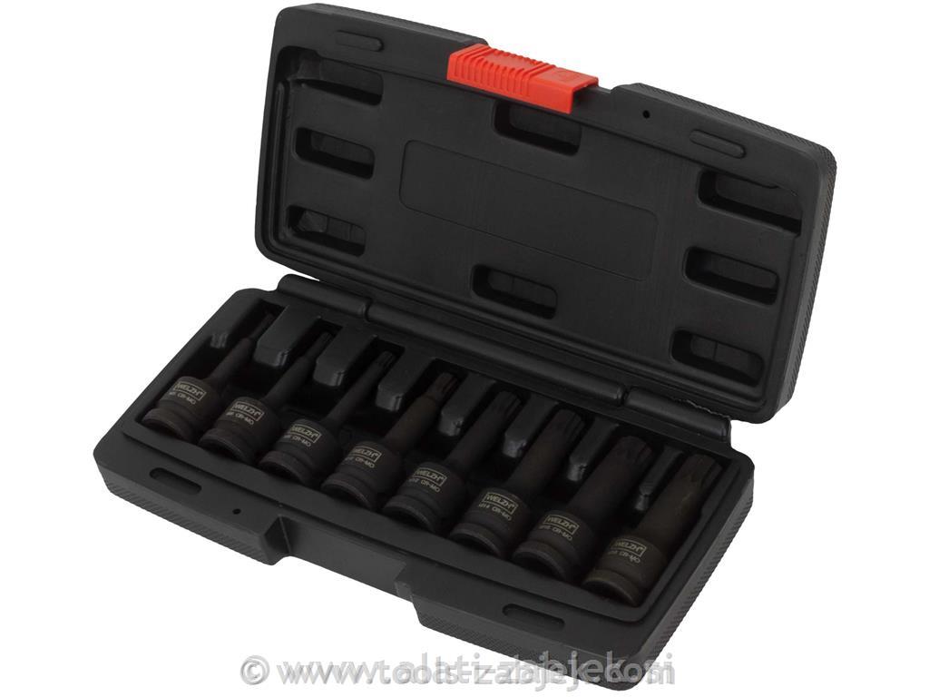 Bit Socket Set; 8-Piece Impact, Spline,1/2" WELZH