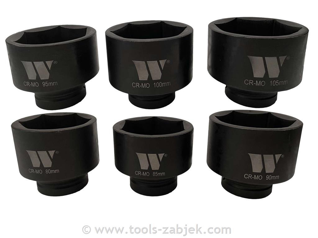 6-piece set of sockets 1" 80-105 mm WELZH
