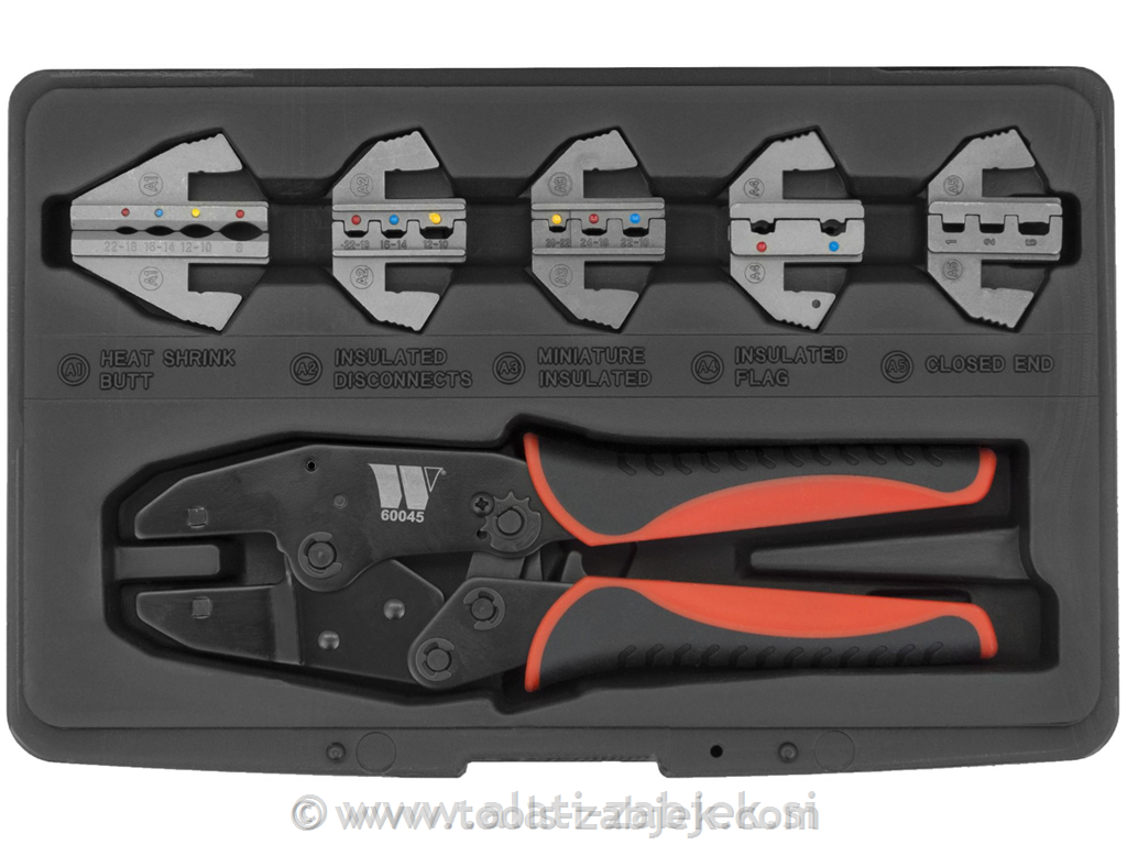 Crimping pliers for wire ferrules with 5Pairs of Jaws WELZH