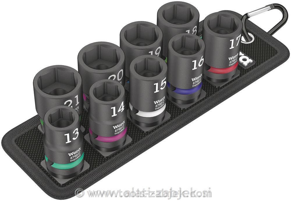 9-piece set of sockets 1/2" / 13-21 mm WERA