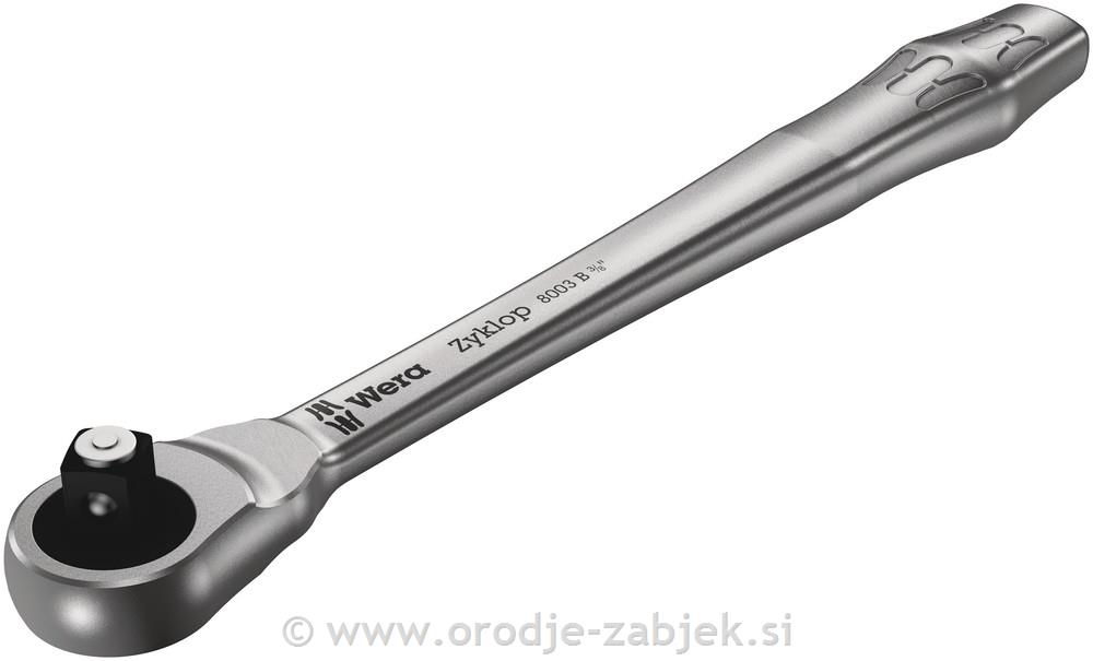 Zyklop 8003 Metal Ratchet with push-through square and drive WERA