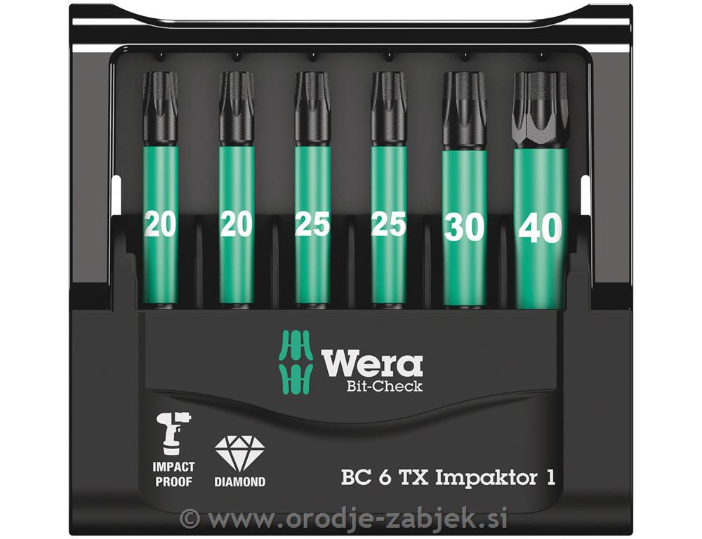6-piece Impaktor bit set - Torx TX20-TX40 WERA