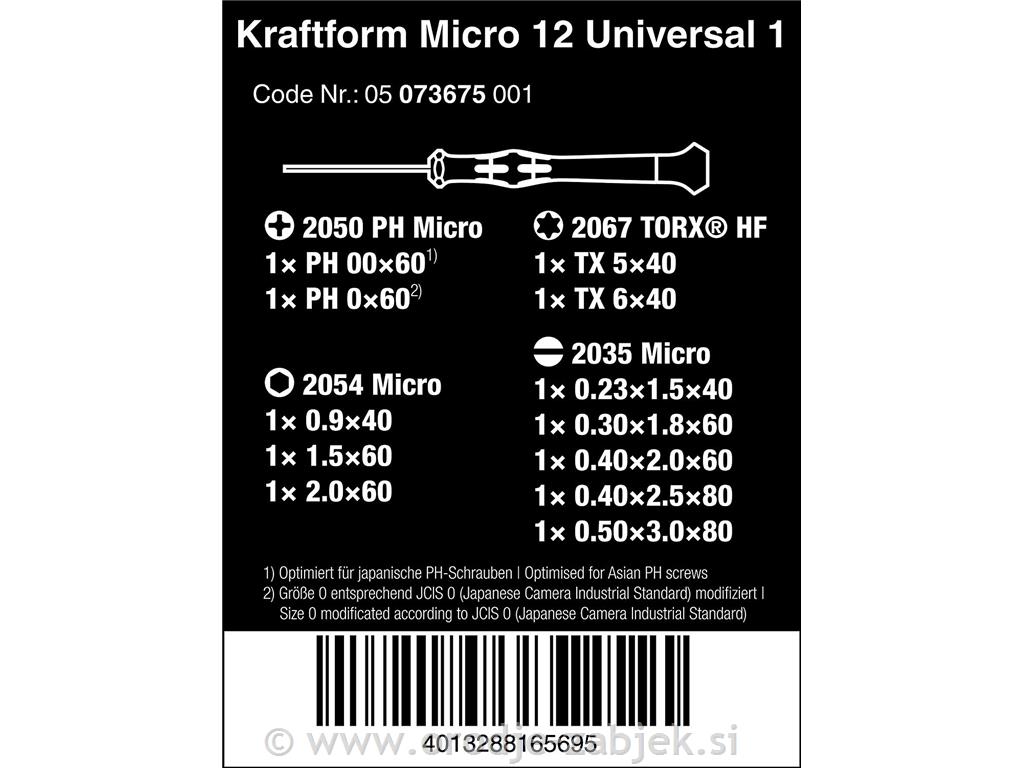 12-delni set preciznih izvijačev Kraftform Micro WERA