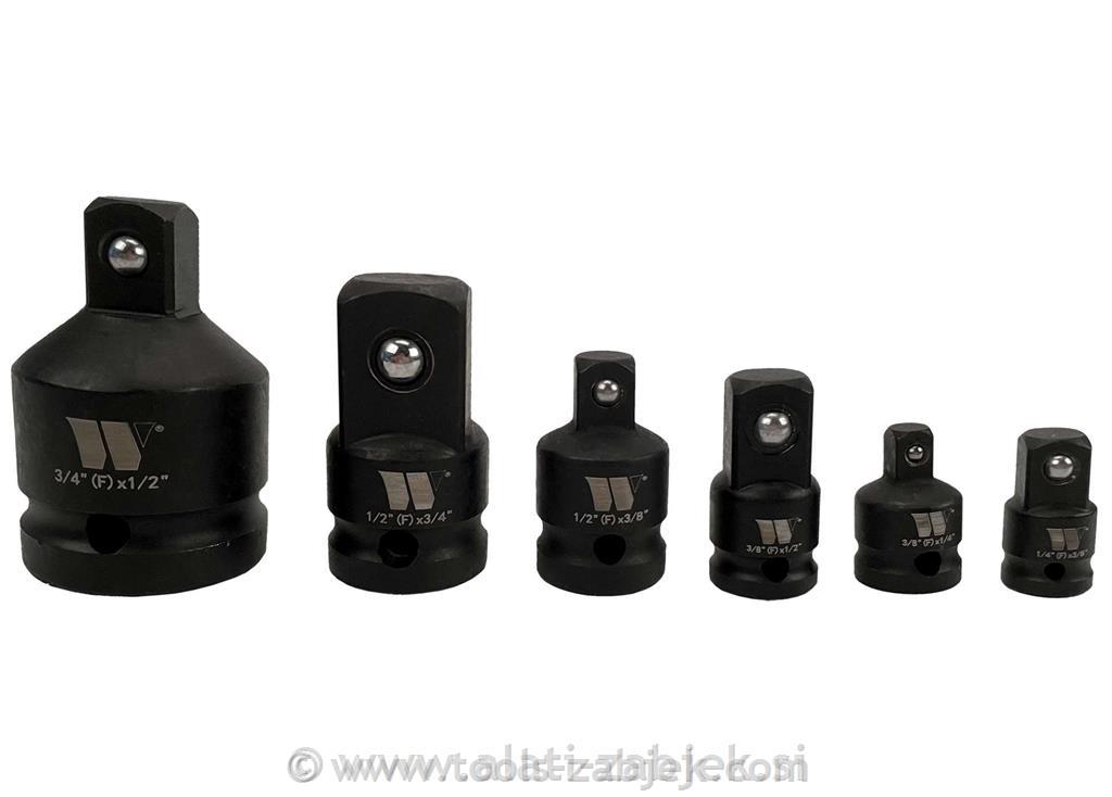 Adapter Set; 8-Piece Set Impact,1/4''dr-1''dr WELZH