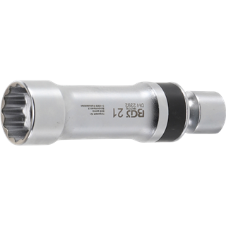 12-point spark plug socket with retaining spring 3/8" 21 mm BGS TECHNIC