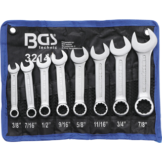 Combination spanners, shallow, inch sizes, 3/8" - 7/8" BGS TECHNIC