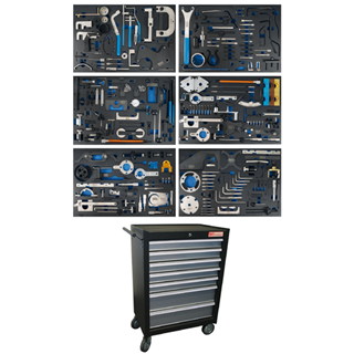 7-drawer workshop trolley with engine timing tool sets BGS TECHNIC